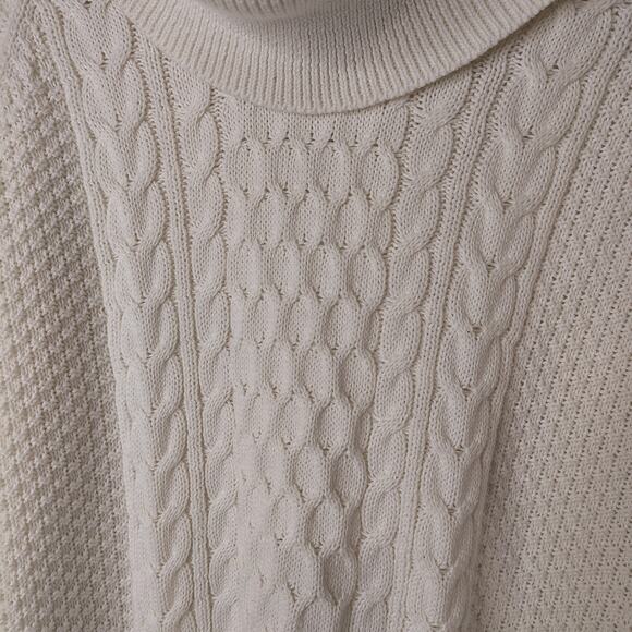 Michael Kors Heavy Cowl Neck Sweater‎ Womens Medium Cream Cable / Waffle Knit - Picture 3 of 15